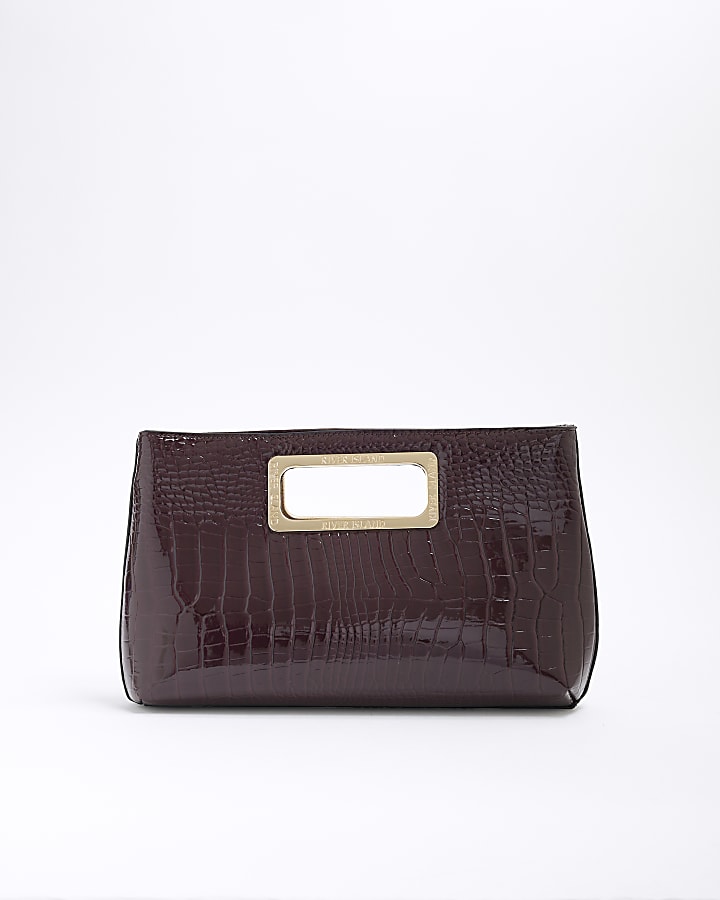 Purple Metal Handle Clutch Bag
