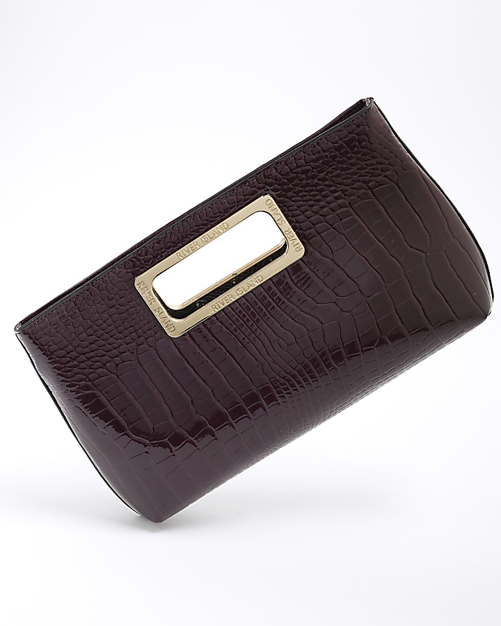 Purple Metal Handle Clutch Bag