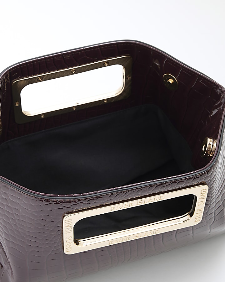 Purple Metal Handle Clutch Bag