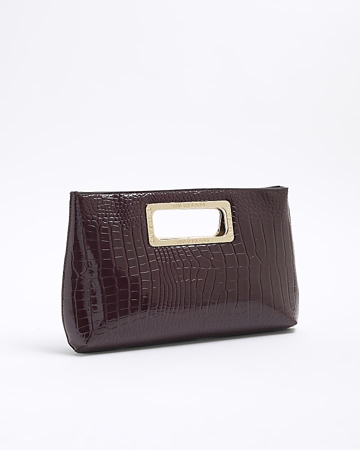 Purple Metal Handle Clutch Bag