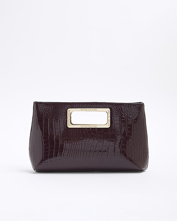 Purple Metal Handle Clutch Bag
