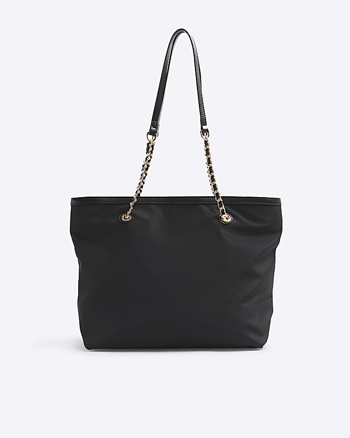 Black Patch Front Shopper Bag