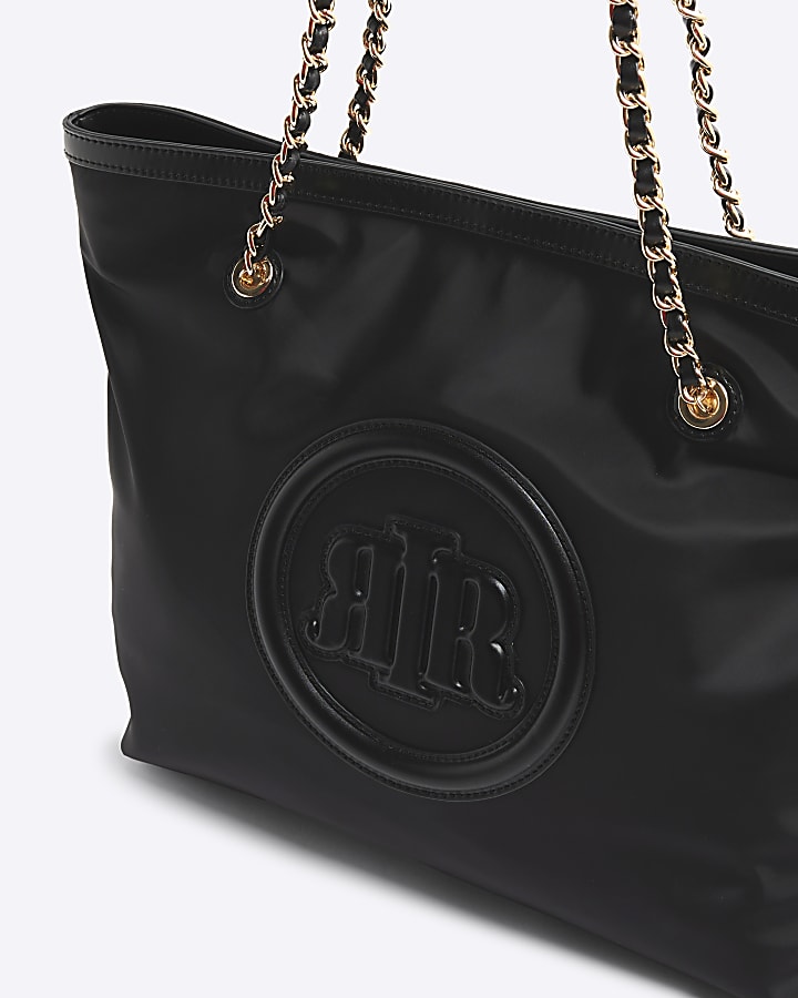 Black Patch Front Shopper Bag