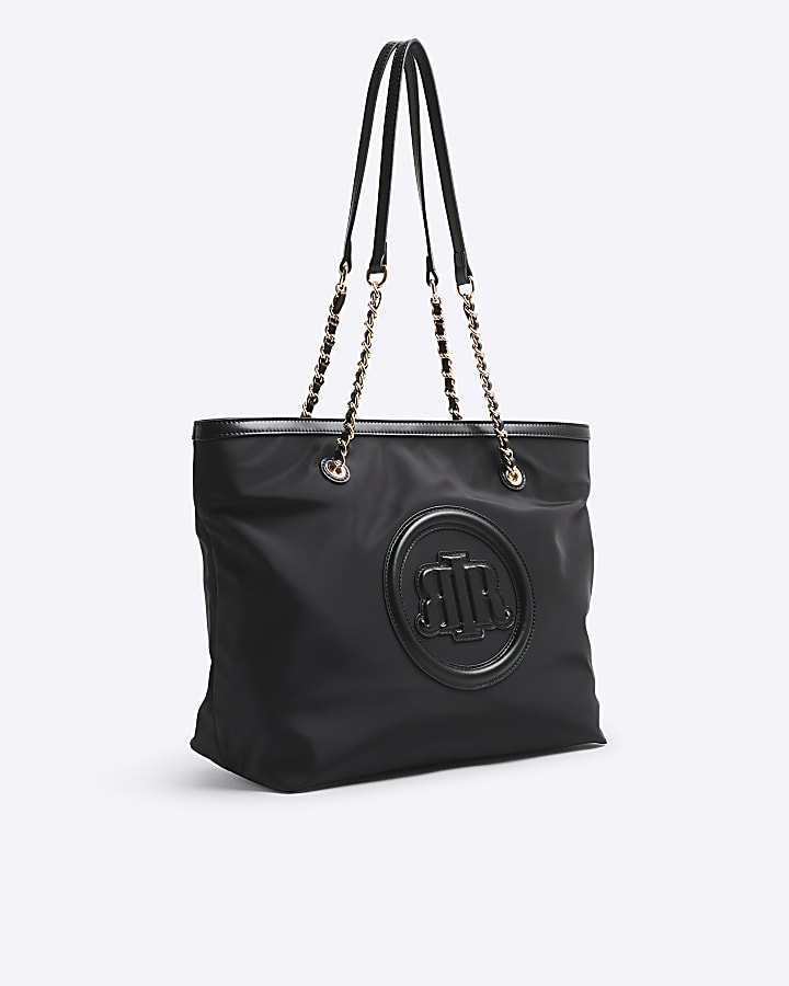 Black Patch Front Shopper Bag