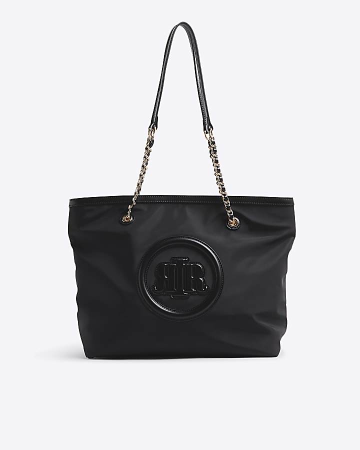 Black Patch Front Shopper Bag