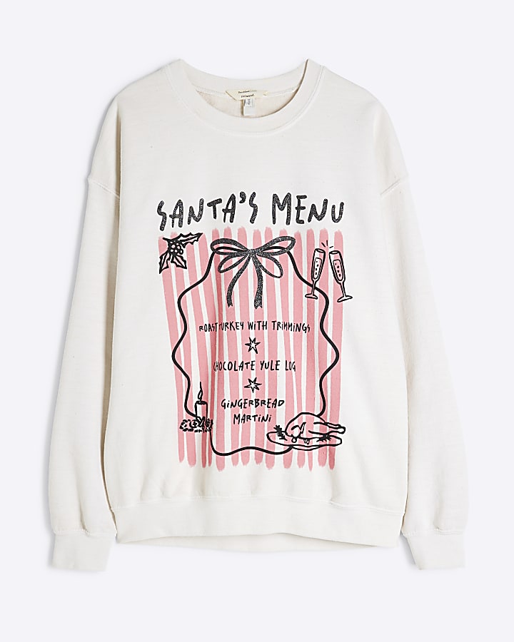 Cream Santa's Menu Christmas Sweatshirt