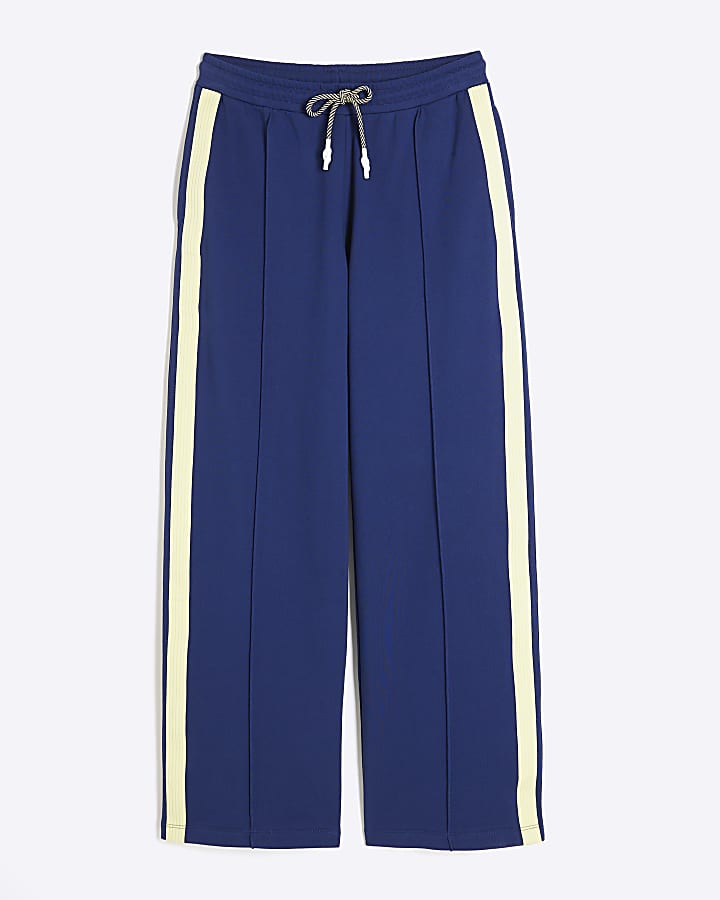 Blue Wide Leg Tipping Joggers