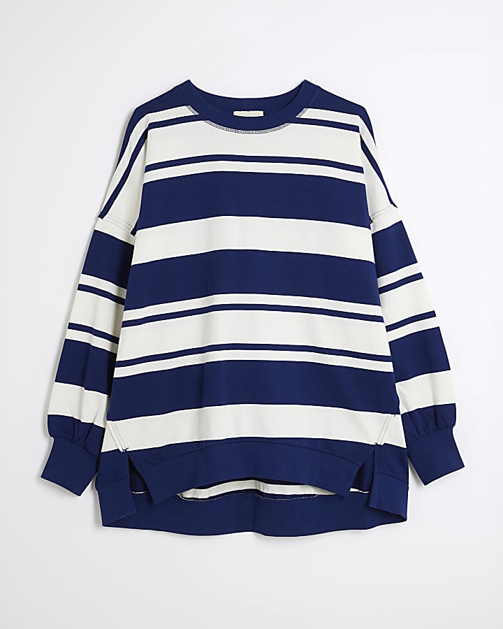 Navy Long Sleeve Striped Sweatshirt