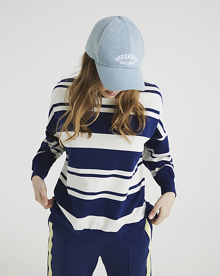 Navy Long Sleeve Striped Sweatshirt