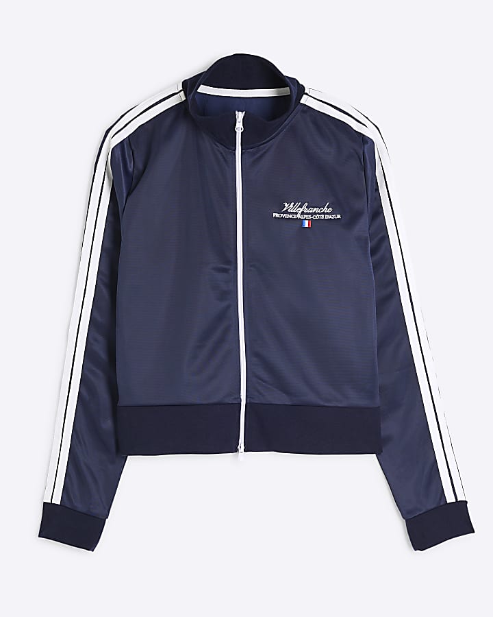 Navy Side Stripe Track Jacket