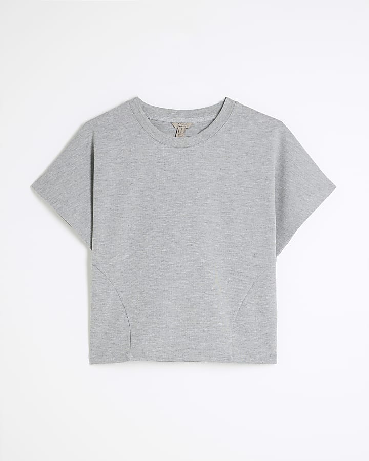 Grey Short Sleeve Seamed T-Shirt