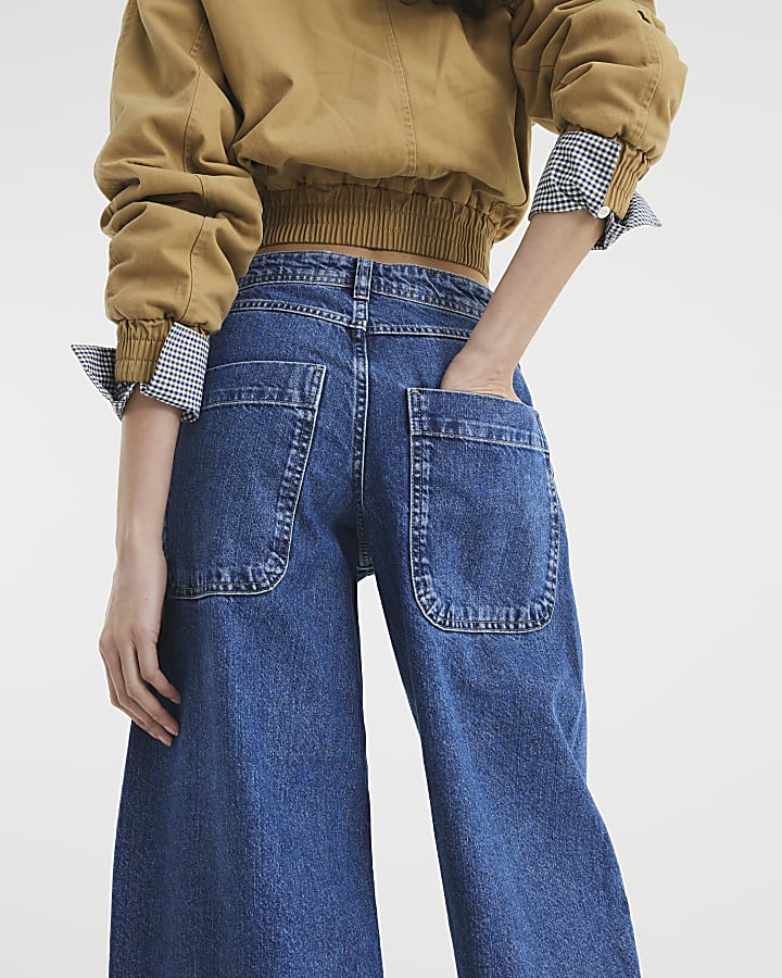 Blue Denim Barrel Jeans