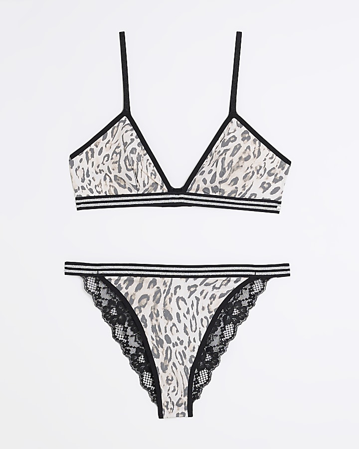 Brown Leopard Bra Underwear Set