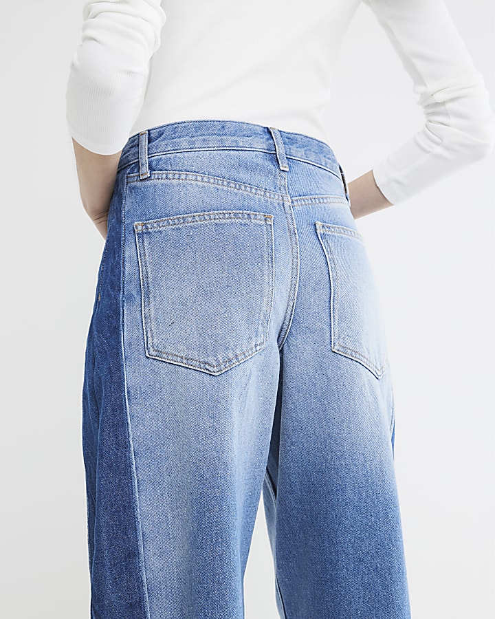 Blue Denim Side Stripe Barrel Jeans