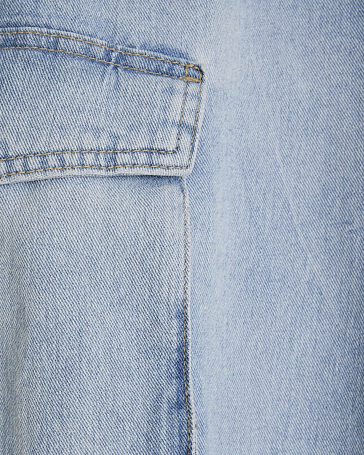 Blue Cargo Pocket Barrel Leg Jeans