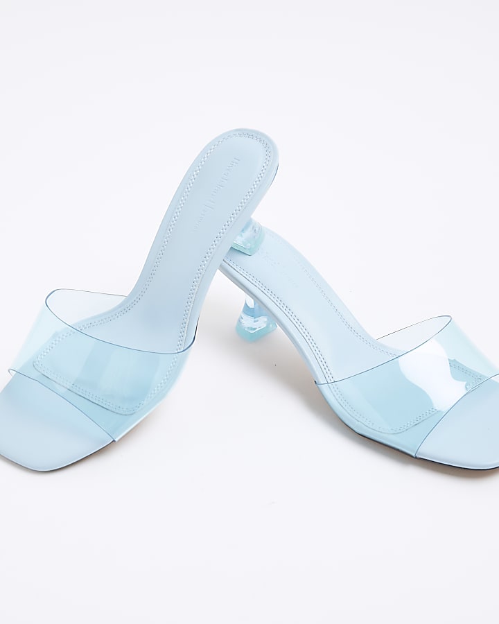 Blue Perspex Low Heeled Sandals