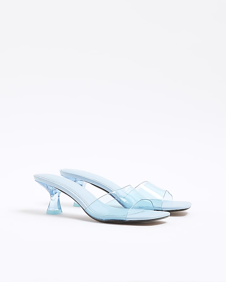 Blue Perspex Low Heeled Sandals