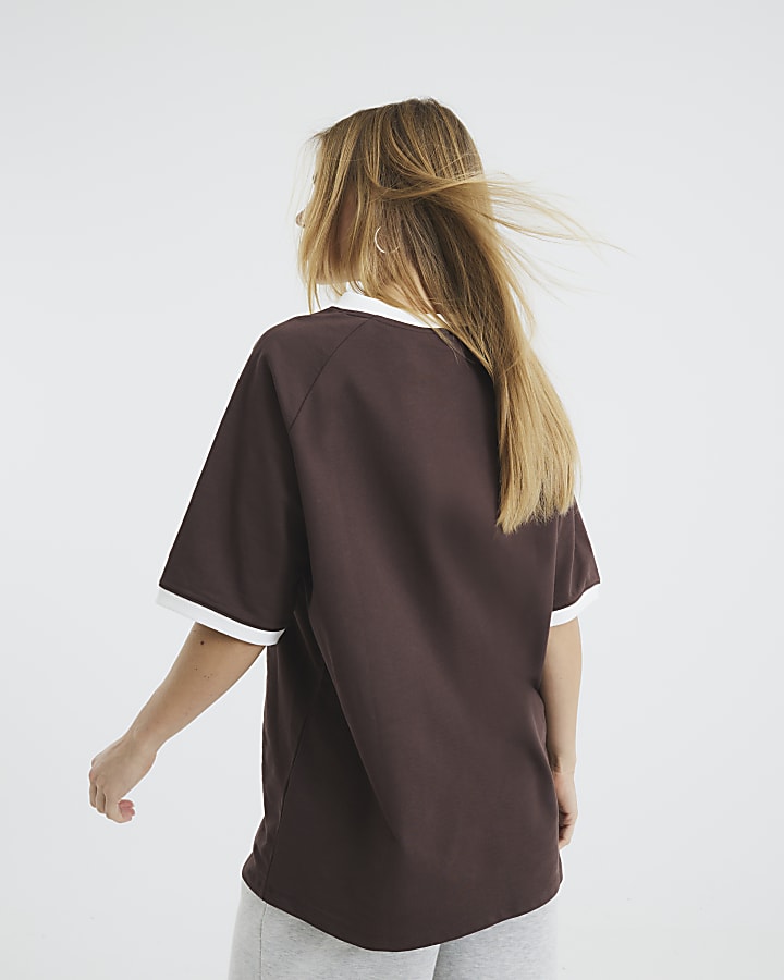 Brown LA Football V Neck Top