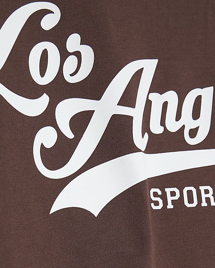 Brown LA Football V Neck Top