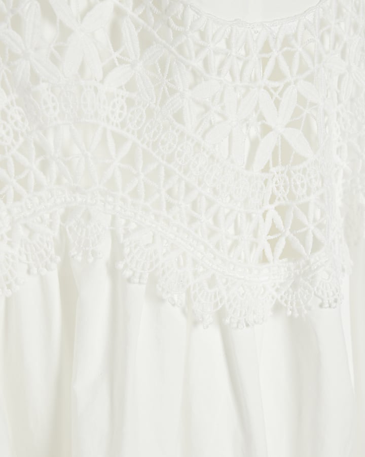White Lace Detail Cami Midi Dress