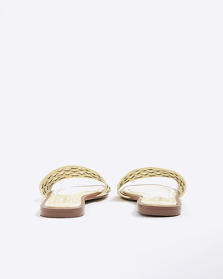Yellow Laser Cut Mule Sandals
