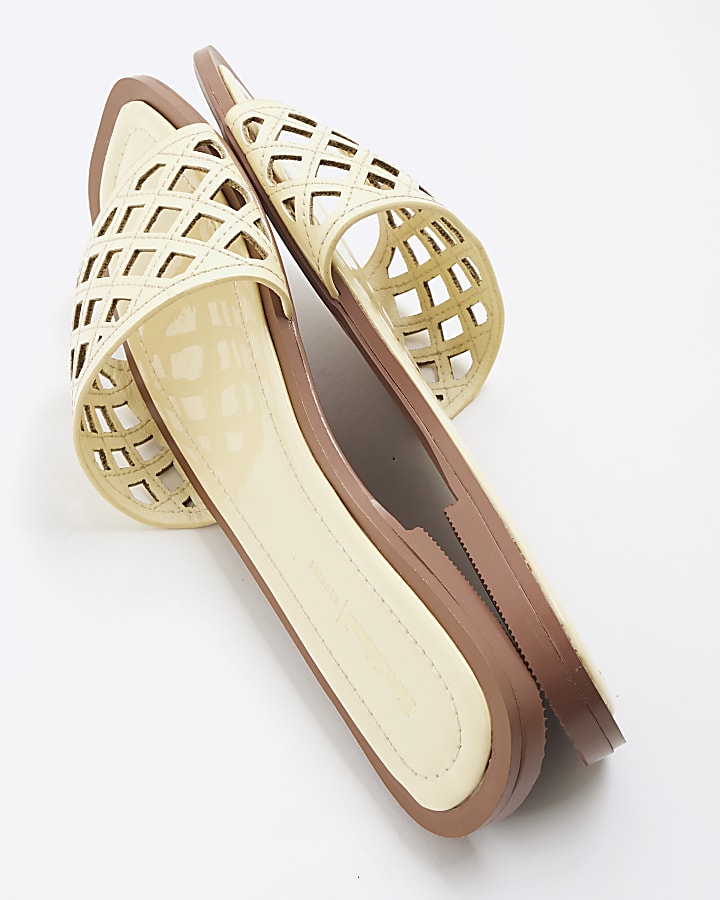 Yellow Laser Cut Mule Sandals