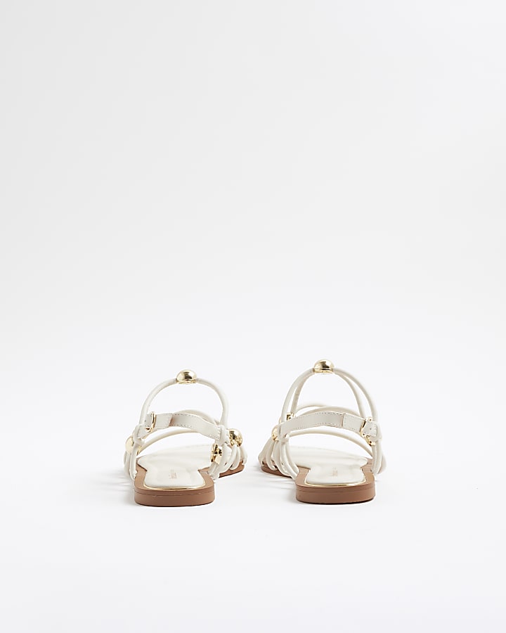 Cream Metal Beaded Sandals