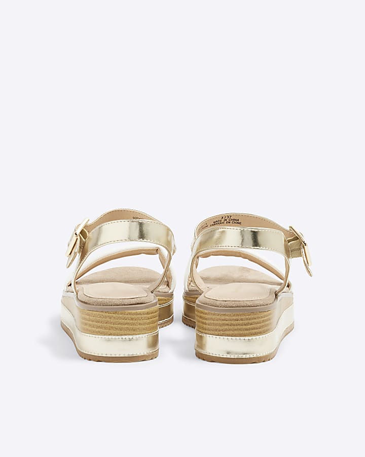 Gold Flatform Sandals