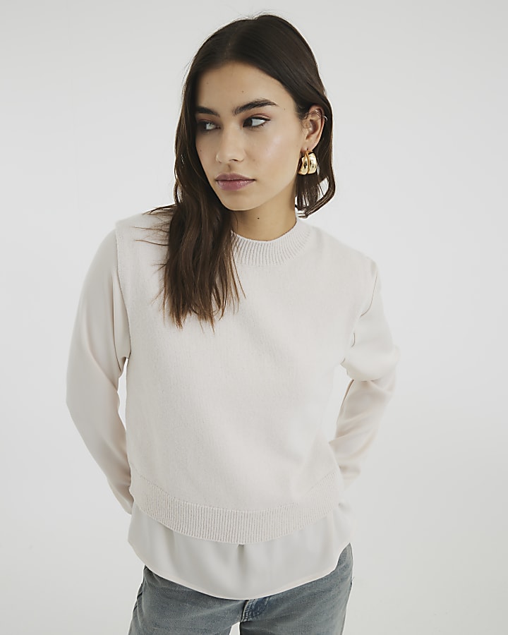 Beige Double Layered Jumper