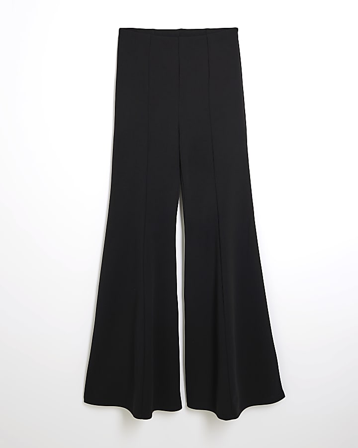 Black Wide Leg Flared Trousers