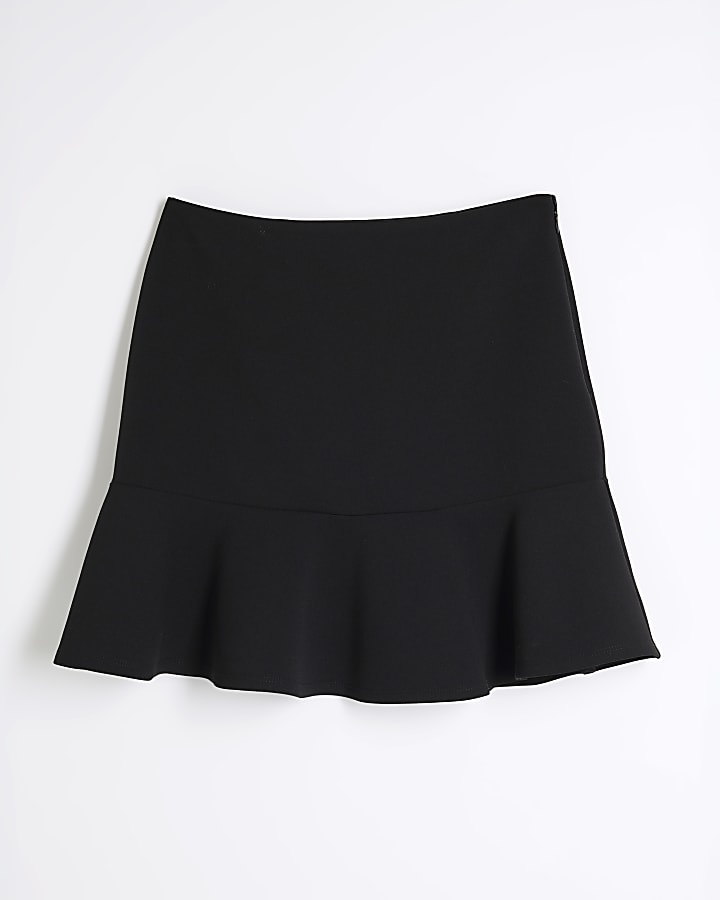 Black Peplum Hem Mini Skirt