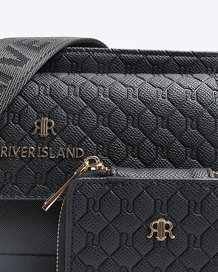 Black RI Monogram Utility Cross Body Bag