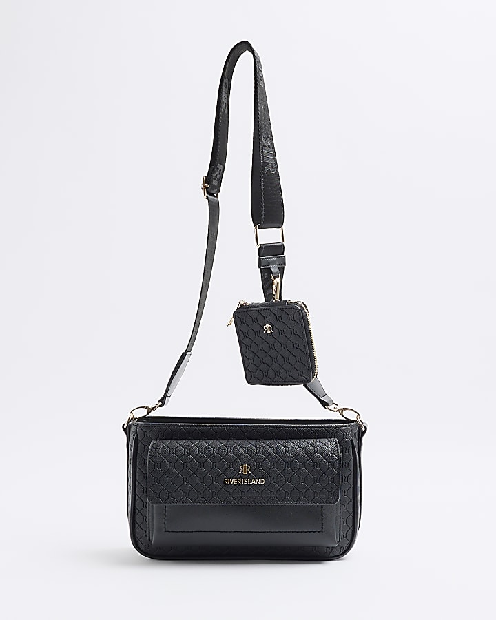 Black RI Monogram Utility Cross Body Bag