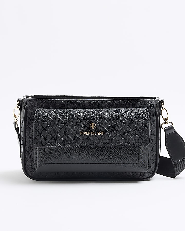 Black RI Monogram Utility Cross Body Bag