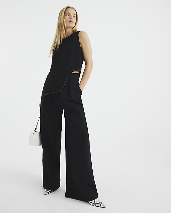 Black High Waisted Wide Leg Trousers