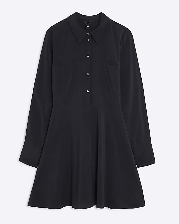 Black long sleeve Mini Shirt Dress