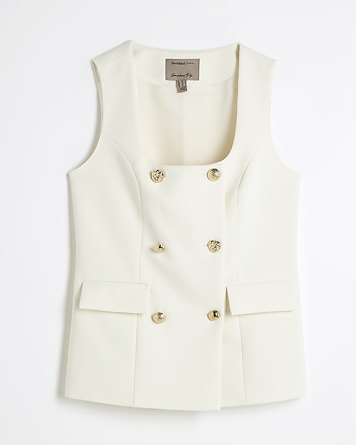 Cream Square Neck Waistcoat