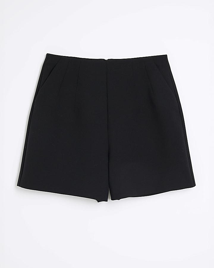 Black High Waisted Darted Shorts