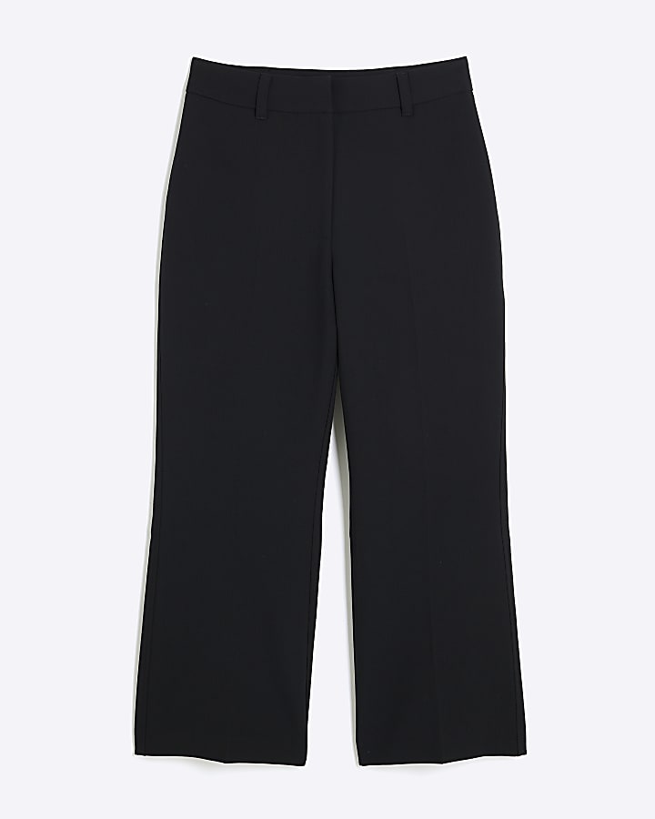 Black Cropped Flared Trousers