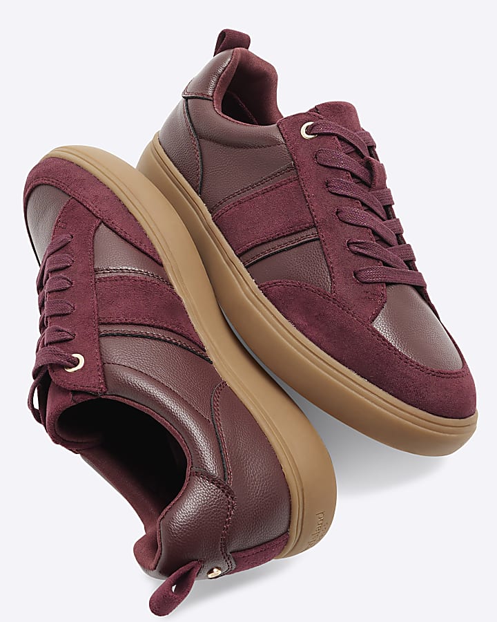 Red Lace Up Gum Sole Trainers