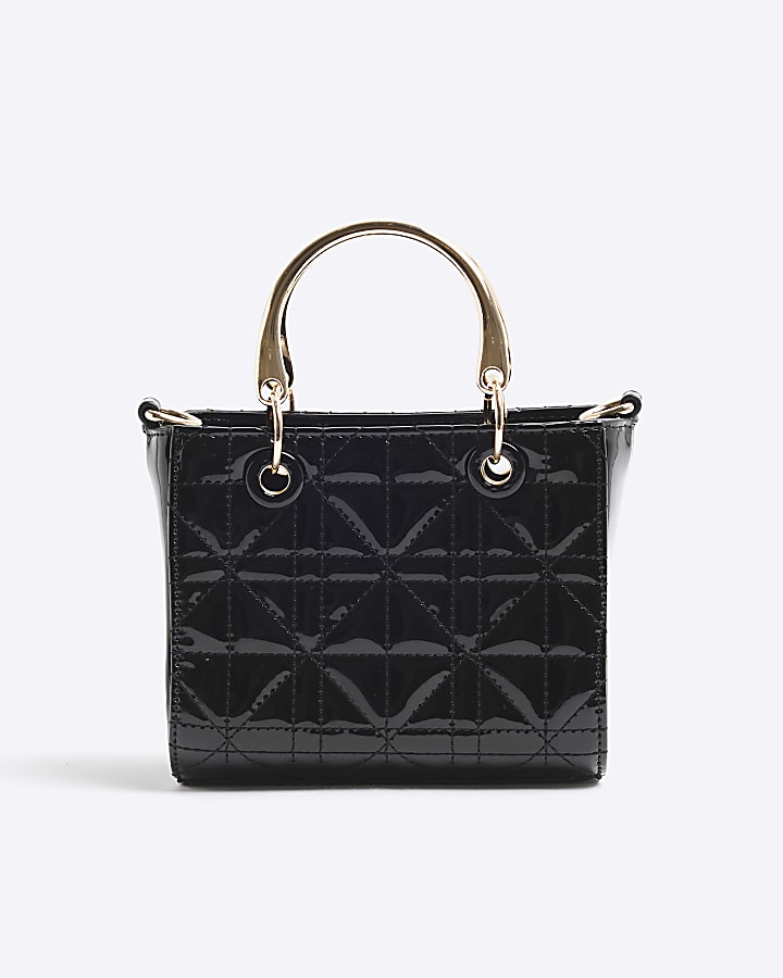 Black Quilted Charm Tote Bag