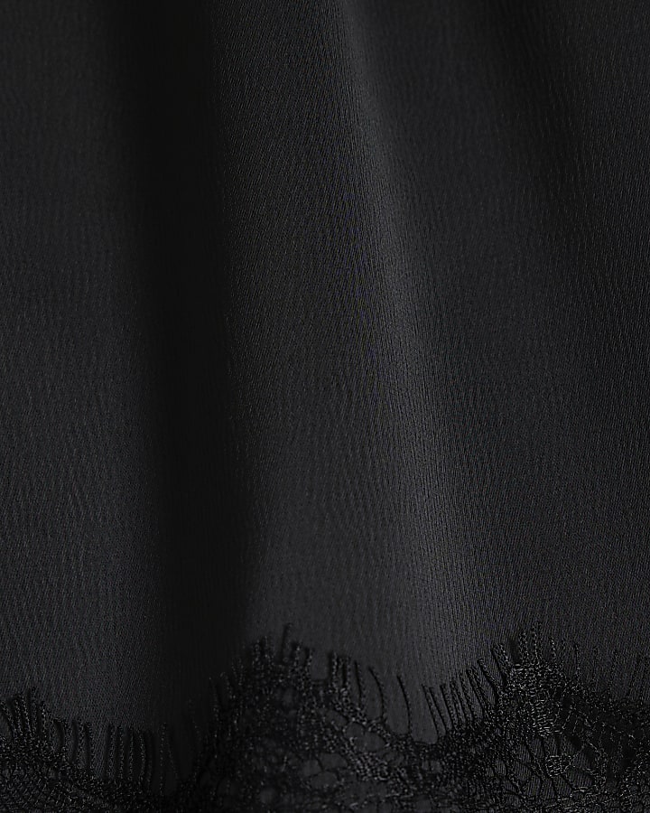 Black Lace Trim Mini Skirt