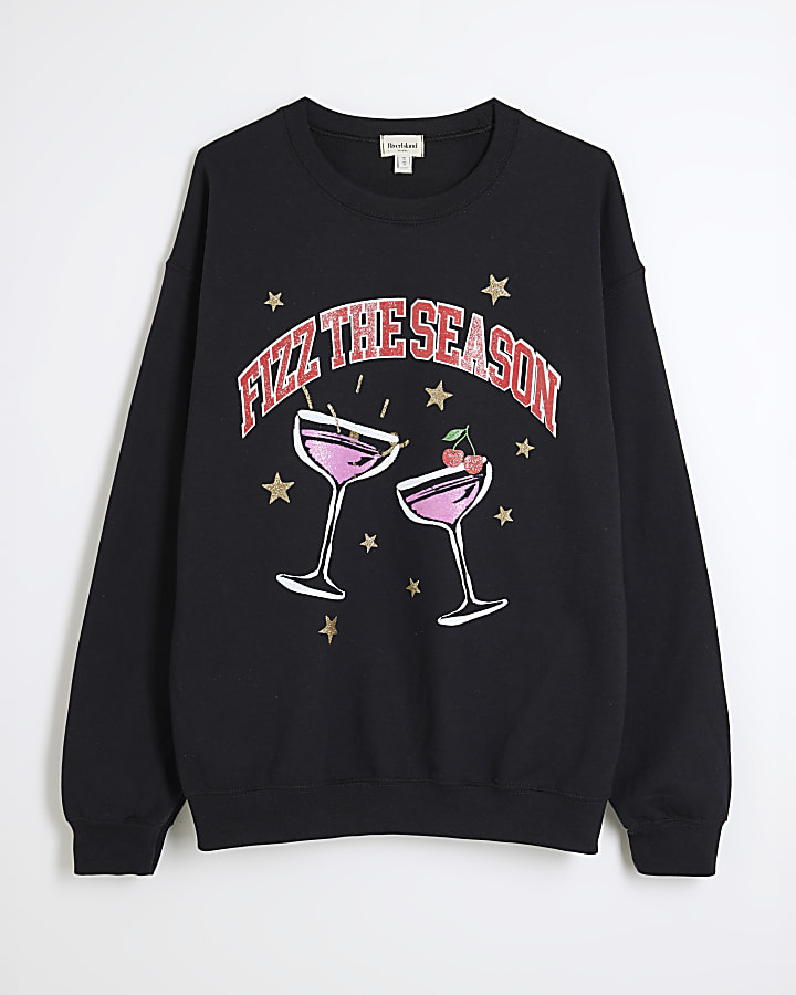 Black 'Fizz The Season' Christmas Sweatshirt