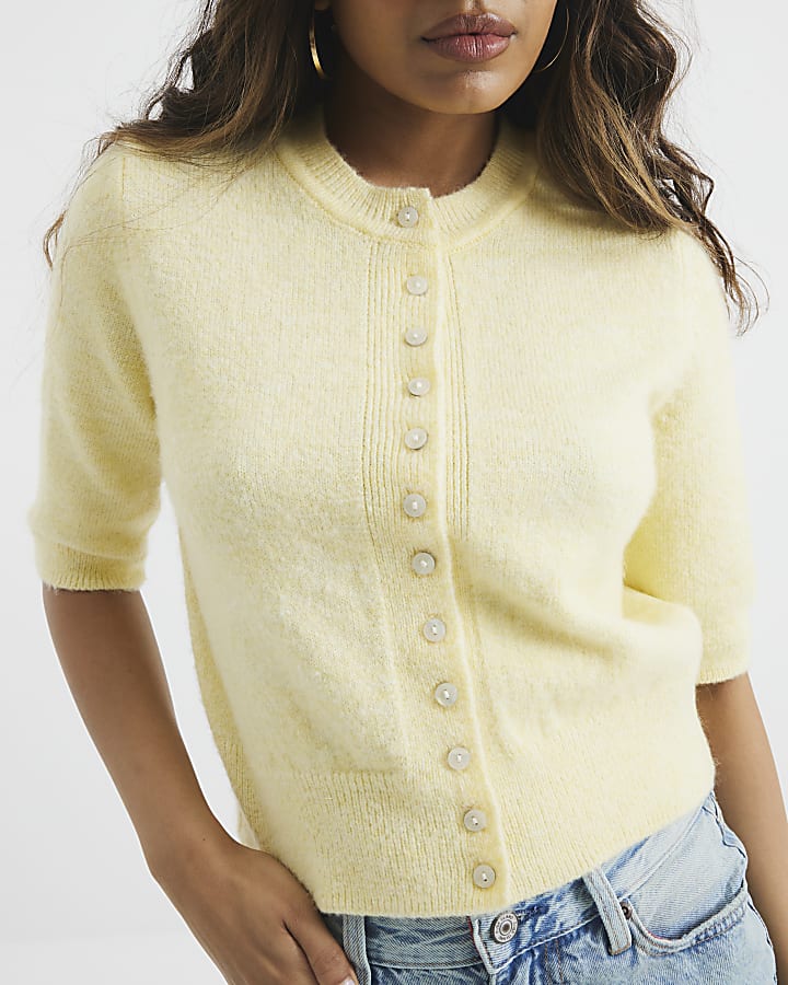 Petite Yellow Button Cardigan