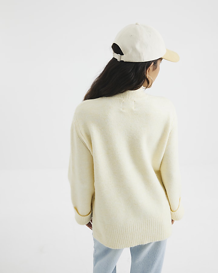 Petite Yellow Knit Side Split Jumper