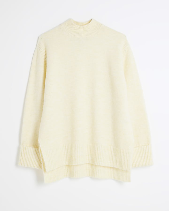 Petite Yellow Knit Side Split Jumper