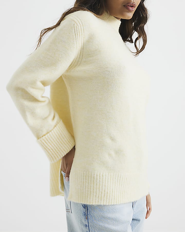 Petite Yellow Knit Side Split Jumper