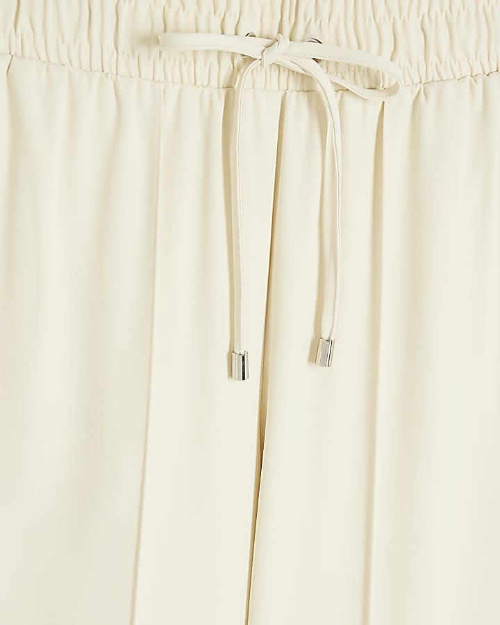 Cream Wide Leg Side Striped Joggers