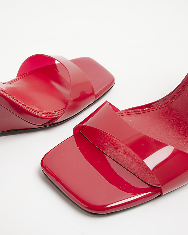 Red Perspex Flared Wedge Sandals