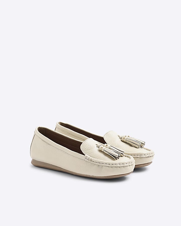 White Leather Loafers